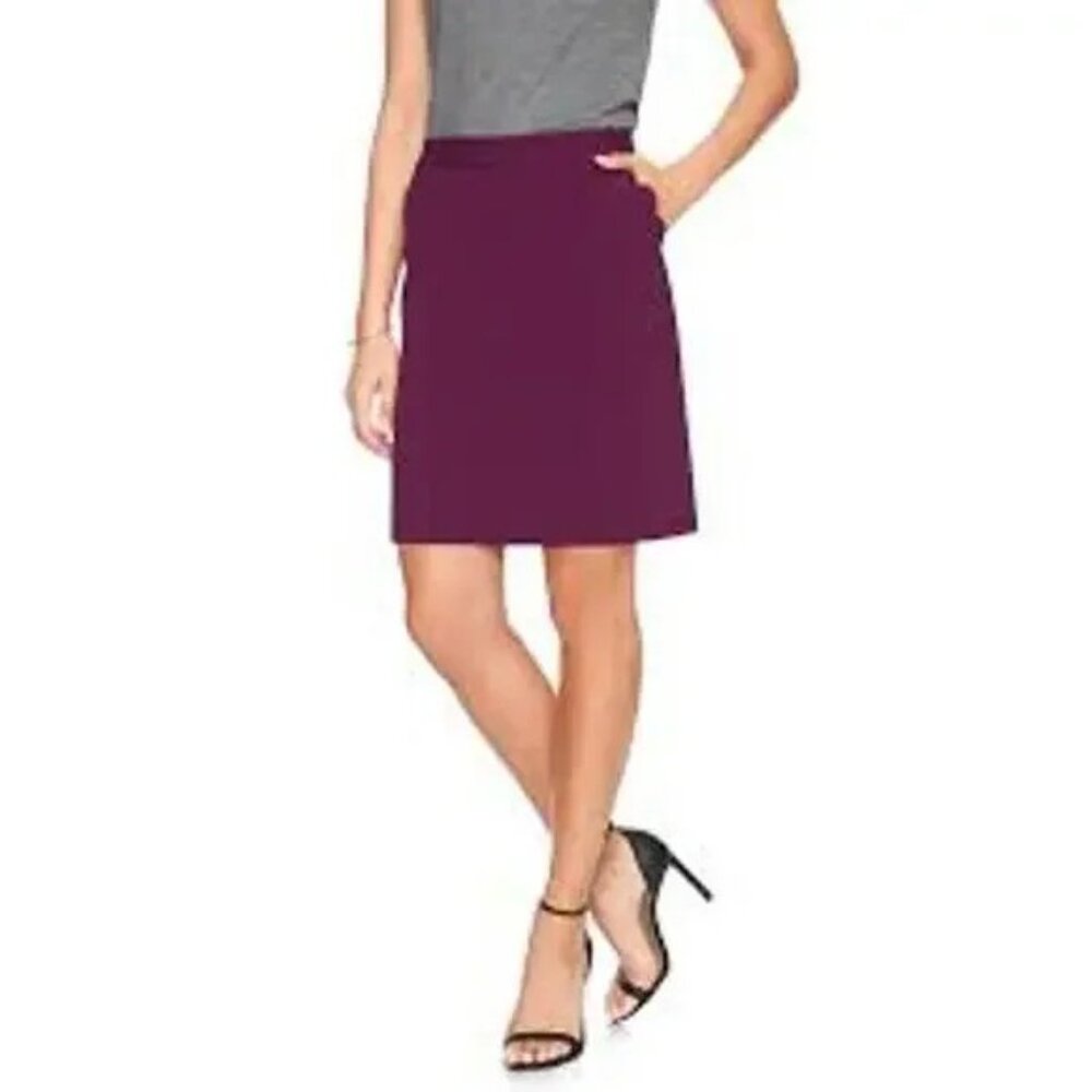 BANANA REPUBLIC Plum Scallop Stretch Career Skirt Size 4 - Picture 7 of 10